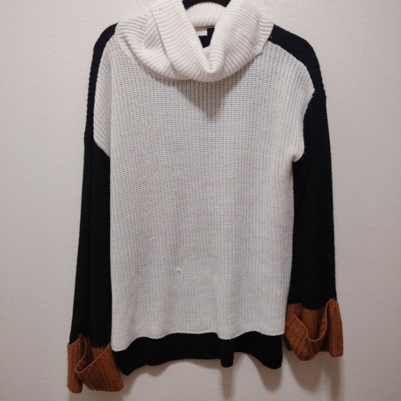 Leela & Lavendar Knit Color Block Cowl Neck Long Sleeve Sweater L - Picture 1 of 4